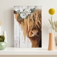 thumbnail image 3 of WFSposter Highland Cow Canvas Wall Art: Cow with White Flower Picture Farmhouse Cow Decor Framed Poster for Bedroom Living Room Home Office 11x14", 3 of 7