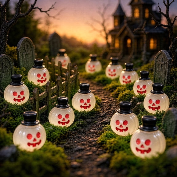 10pcs Halloween Mini Pumpkins Figures, Luminous Small Little Resin Pumpkins Figurines to Hide Glow in The Dark Tiny Statue for Halloween Party Favors Dollhouse Decorations Toys