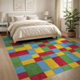 thumbnail image 3 of ODIKA 8'x10' Washable Area Rug Hopscotch Block Grid Motif Storybook Bedside Retro Checkered Playful Expressive for King Size Bedroom Under Bed, Master Suite, Non-Shedding, Easy Care, 3 of 7