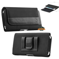 For Samsung Galaxy S21 Plus Universal Premium Horizontal Leather Case Pouch Holster with Magnetic Closure Belt Clip & Belt Loops Holster - Black