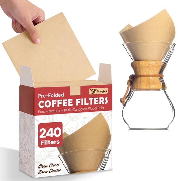 Filtros de café Phyyixs de 6" preplegados sin blanquear, 240 piezas
