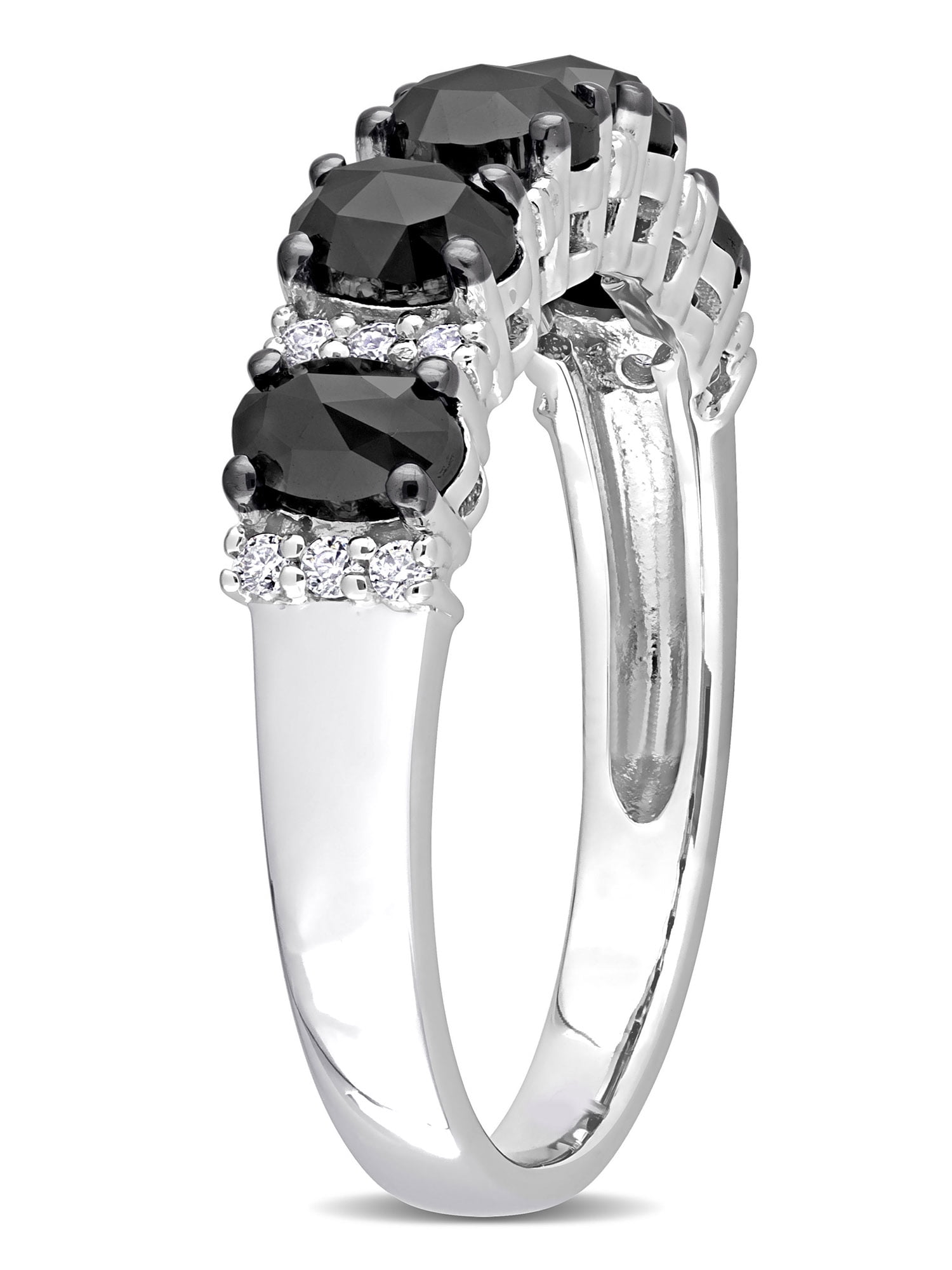 Everly Women's Created Moissanite and Black Diamond 10k White Gold Ring