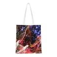 thumbnail image 1 of DouZhe Reusable Grocery Bags, Sparkles Flame Ribbon Lightweight Polyester Canvas Cloth Tote Bag for Travle Gym Shopping School, 15" x 16", 1 of 7