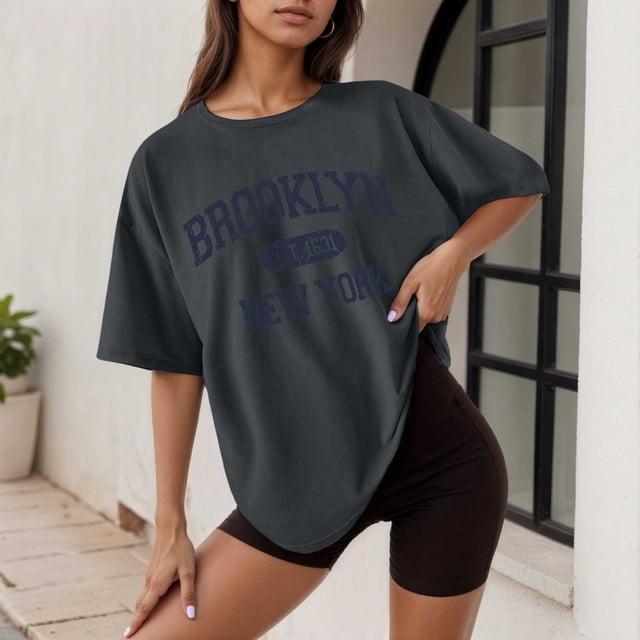 WILLBEST T-Shirt Canada pour Femme Décontracté Imprimé Col Rond Manches Courtes T-Shirt Ample