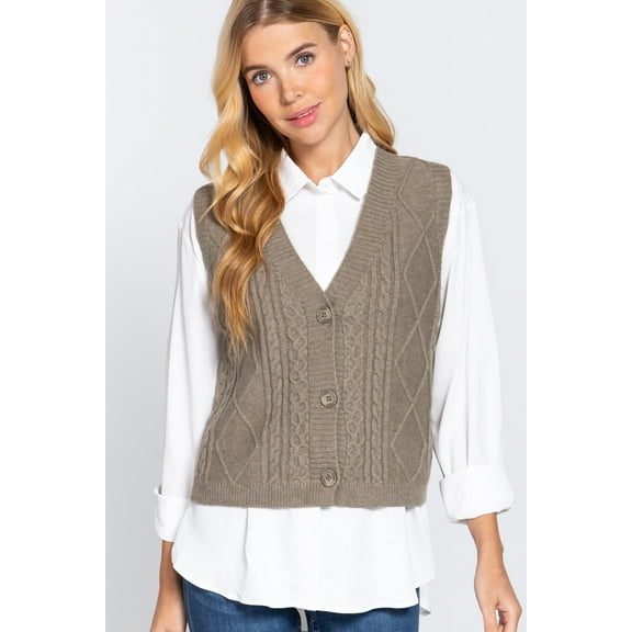 V-neck Cable Sweater Vest Cardigan