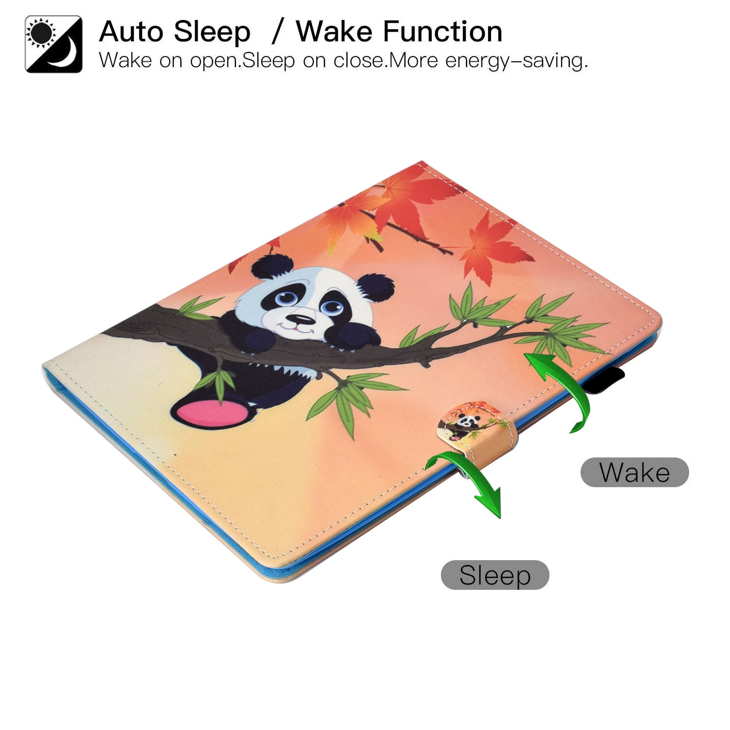 iPad 2 3 4 Case, Allytech PU Leather Lightweight Protective Folio Kickstand Auto Sleep Wake Smart Cover with Cards Slots Pencil Holder Magnetic Wallet Case Cover for Apple iPad 2 3 4, Panda Leaf