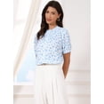 thumbnail image 4 of DARING DIVA Women's Floral BlousesRuffle Neck Puff Short Sleeve Smocked Shirts XS Blue, 4 of 6