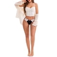 thumbnail image 2 of INSPIRE CHIC Women's Lace Trim Satin Elastic Low-Waisted Briefs Traceless Comfortable Breathable Hipsters S Black, 2 of 4