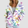 thumbnail image 2 of zaveiop Womens Oversized Hoodies Floral Butterfly Print Full Zip Long Sleeve Fall Sweatshirt Workout Drawstring Jackets with Pockets (Z2-Pink, M), 2 of 7