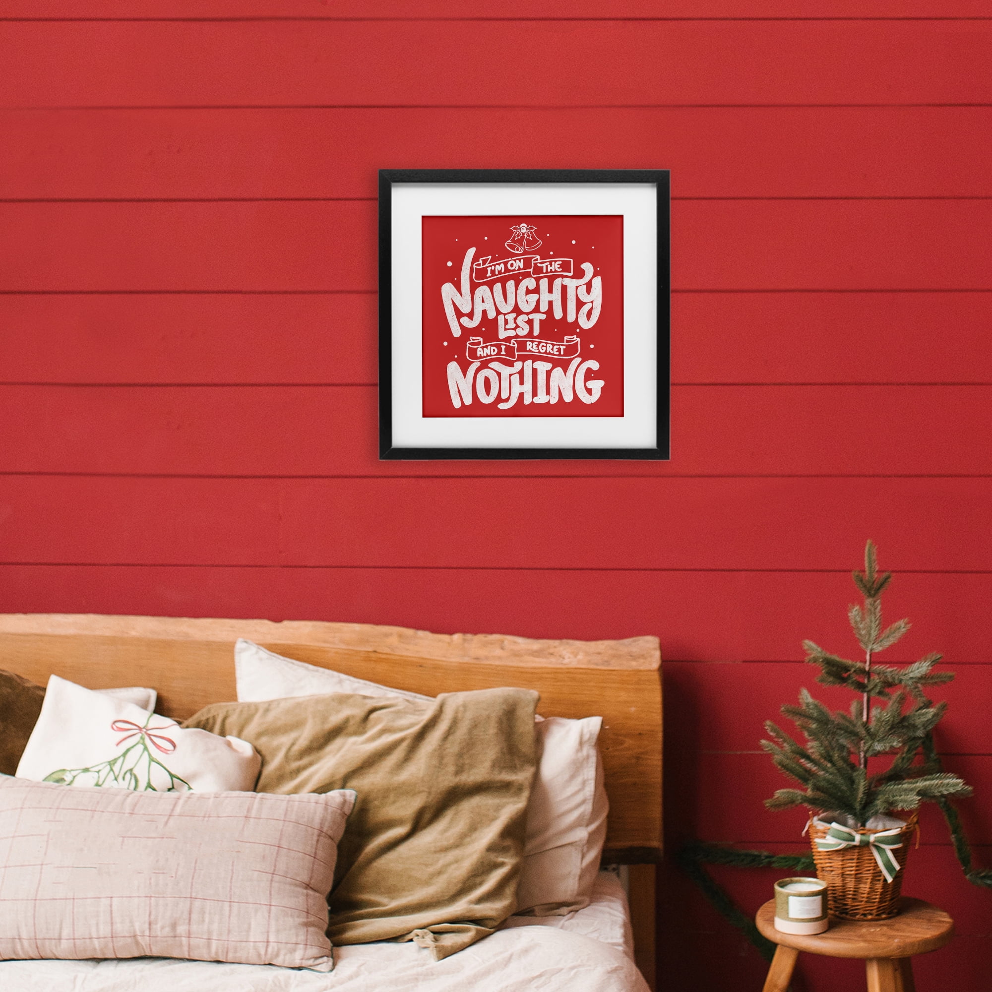 Stupell Industries Naughty List Regret Nothing Black Framed Print Under Glass, design by Tobe Fonseca