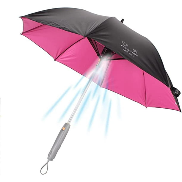 Sun Umbrella Built in Fan and Mister System, UPF 50+ Stick Umbrellas