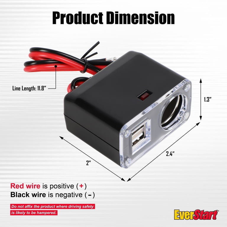 EverStart 12V Dual USB Car Power Adapter with 12V Outlet photo 3