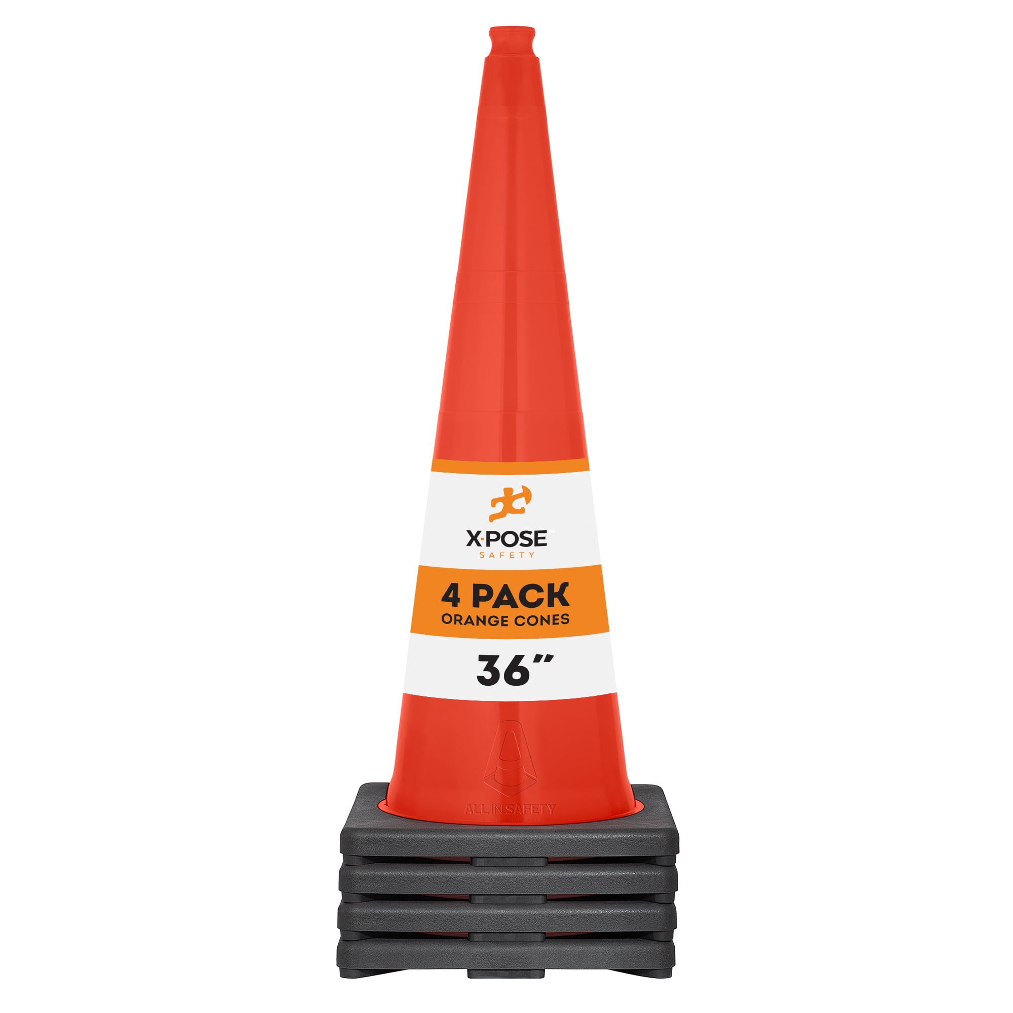 Xpose Safety 36 Inch Orange Traffic Cones Multipurpose PVC Plastic