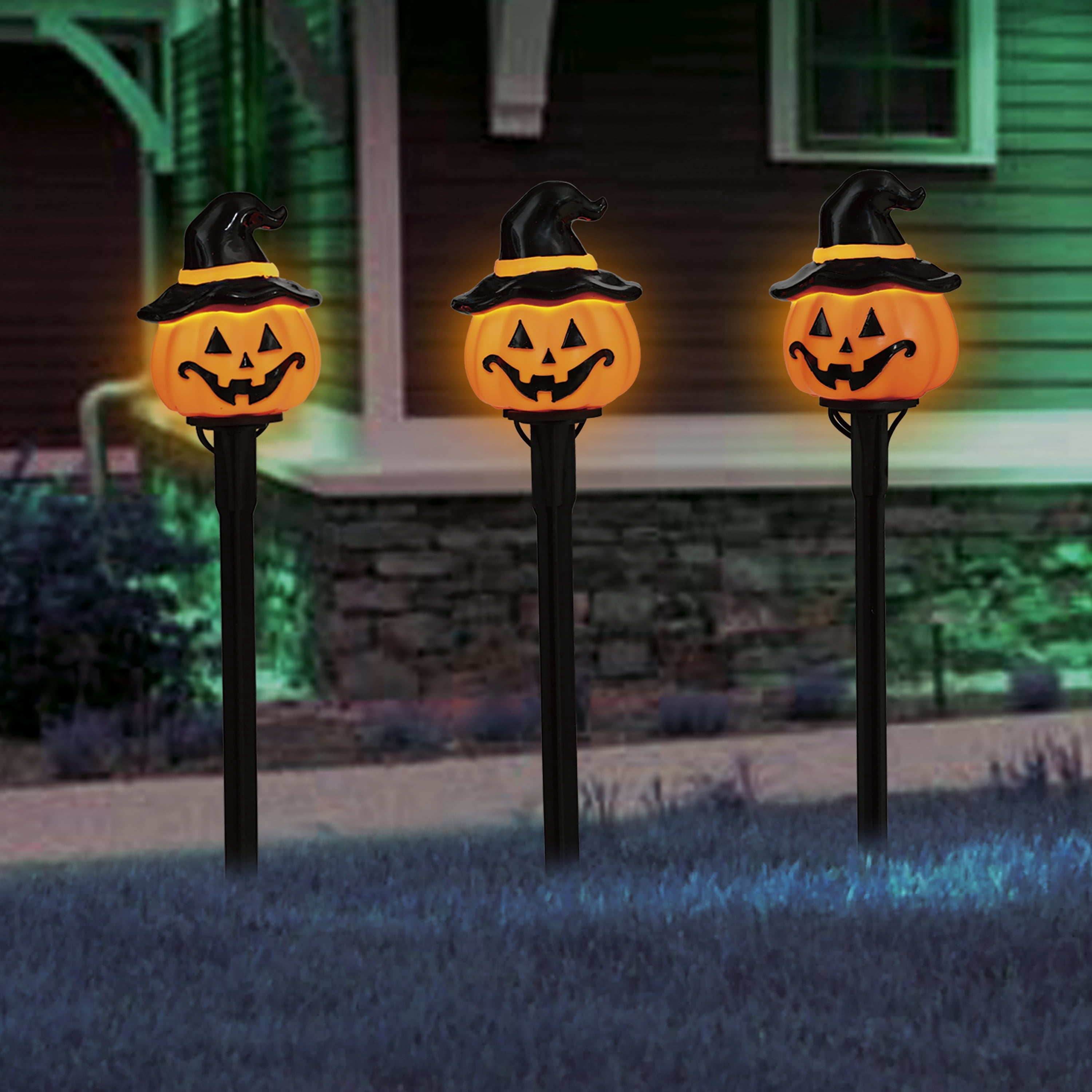 Outdoor LED Pumpkin Pathmarkers, 3', 3 Pieces, Halloween by Way To Celebrate