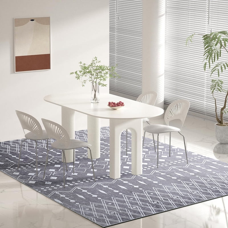Jamfeel Area Rugs Vintage Geometric Printed Washable Rug Comfy Soft Non Slip Low Pile Carpet for Living Room, Kitchen, Office 4'x6' Gray