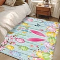 thumbnail image 5 of Happy Easter Area Rugs Collection 3'x5', Spring Bunny Eggs Flower Teal Wood Grain Non Slip Indoor Rectangle Throw Runner Rug Floor Mat Carpet for Living Room Dining Table Bedroom Nursery, 5 of 9
