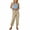Khaki, variant on ZLBDYG Girls Pants Linen Summer Casual Capri Pant Drawstring Elastic High Waist Wide Leg Cropped Trouser Pockets Loose Gauze Pants