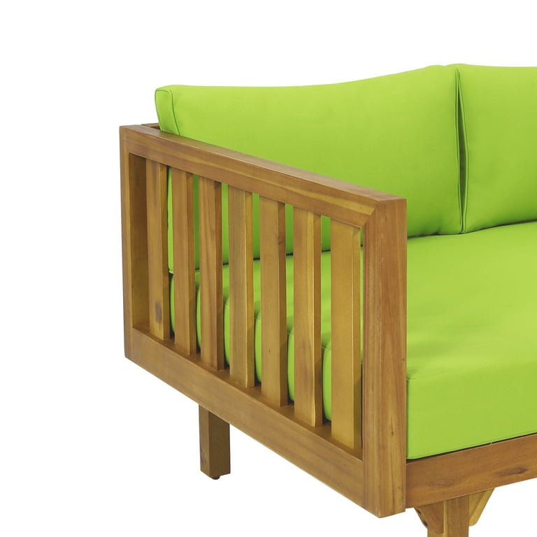 Lainey Acacia Wood Outdoor 3 Seater Daybed with Cushions, Teak and