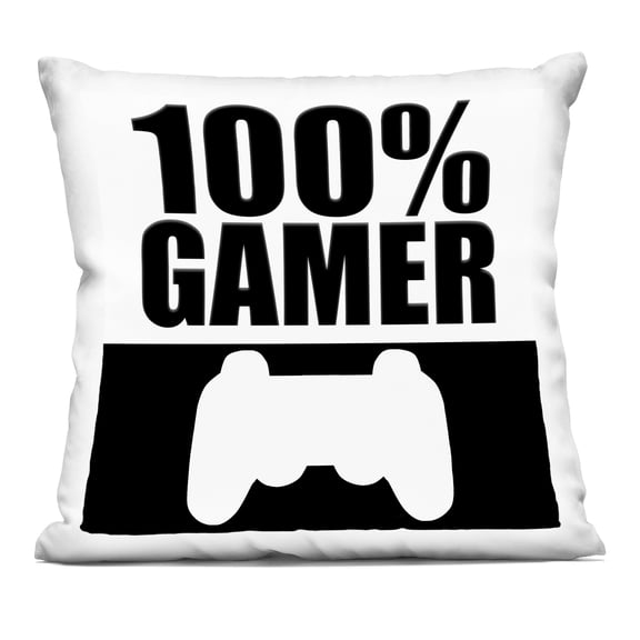 Stupell Industries 100% Gamer Black & White Decorative Printed Throw Pillow, design by Kim Allen