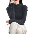 thumbnail image 3 of ManxiVoo Women's Retro Slim Fit Mock Neck Pullover Sweater Warm Winter Base Layer Soft Knit Stretch Comfort Top XXL Size Dark Gray, 3 of 9