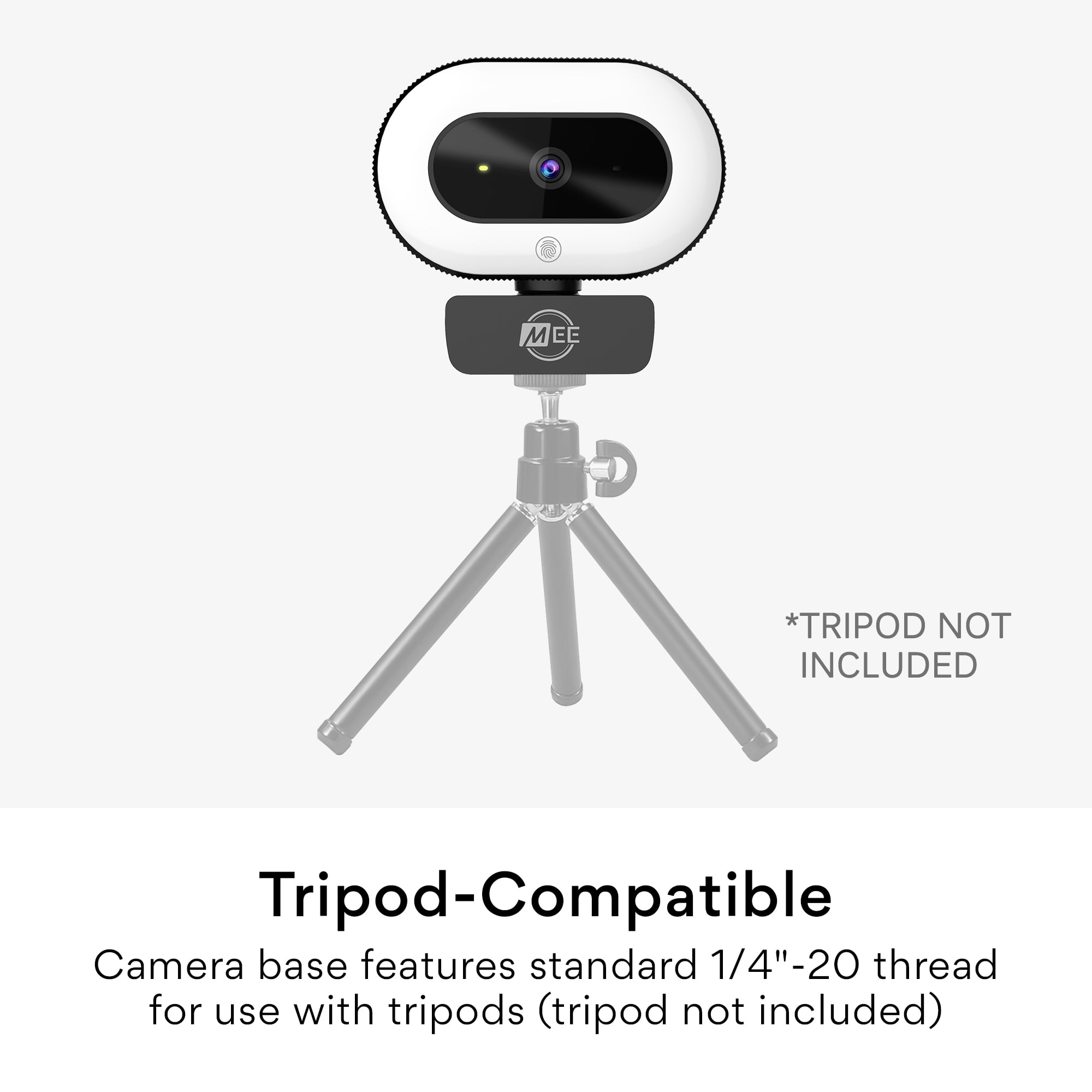 Restored MEE audio 1080p HD USB Webcam with Built-In LED Light, Autofocus, and Microphone (Refurbished)