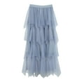 thumbnail image 2 of High Waist Midi Skirt for Women A-Line Pleated Skirts Women's Casual Irregular Cake Skirt Skirt Women's Mid-length High-waisted Gauze Skirt,Blue,S, 2 of 7