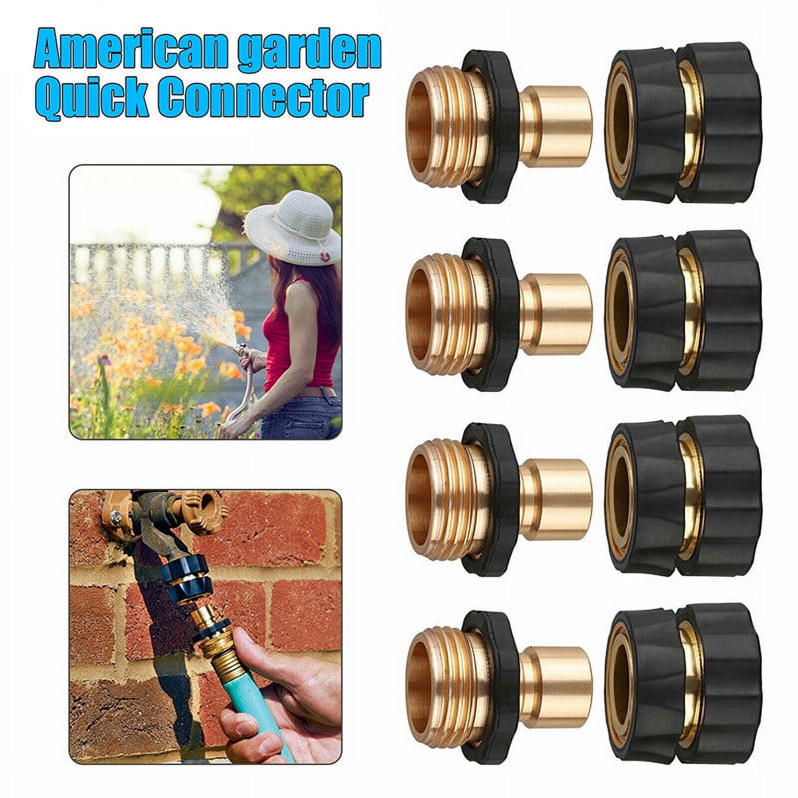 JilgTeok 3 Packs Garden Hose Quick Connect Coupler Heavy Duty Brass Quick Release Fitting for Outdoor Watering, Irrigation & Faucet 3/4 Inch American Standard