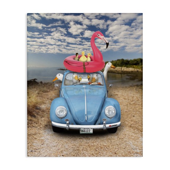 Stupell Industries Eclectic Funny Summer Beach Vacation Geese Canvas Art, 24 x 30, by John Hovenstine