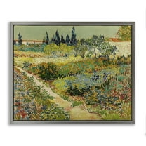 Stupell Industries Van Gogh Garden at Arles Landscape & Nature Painting Gray Floater Framed Canvas Art Print Wall Art, 31 x 25