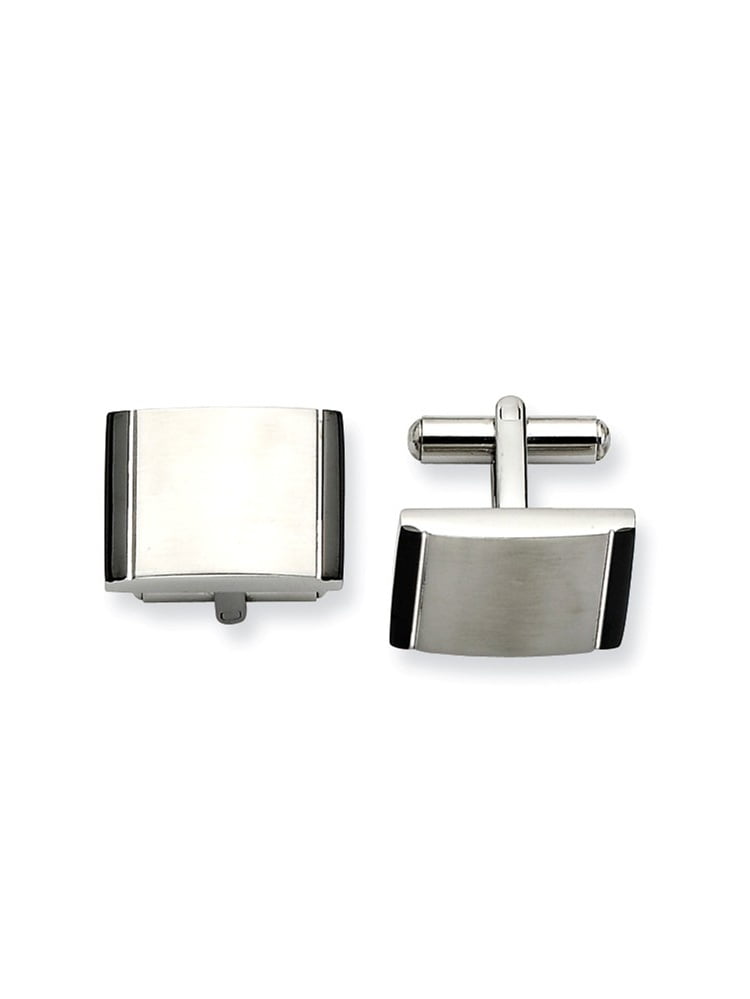 FB Jewels Solid Stainless Steel Brushed And Polished Square Cuff Links