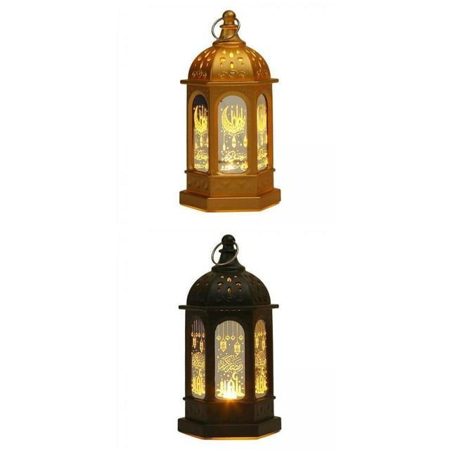 2 Luces LED De Viento Que Cuelgan La Lámpara De La Linterna De Ramadán Decoración Del Jardín Del Hogar