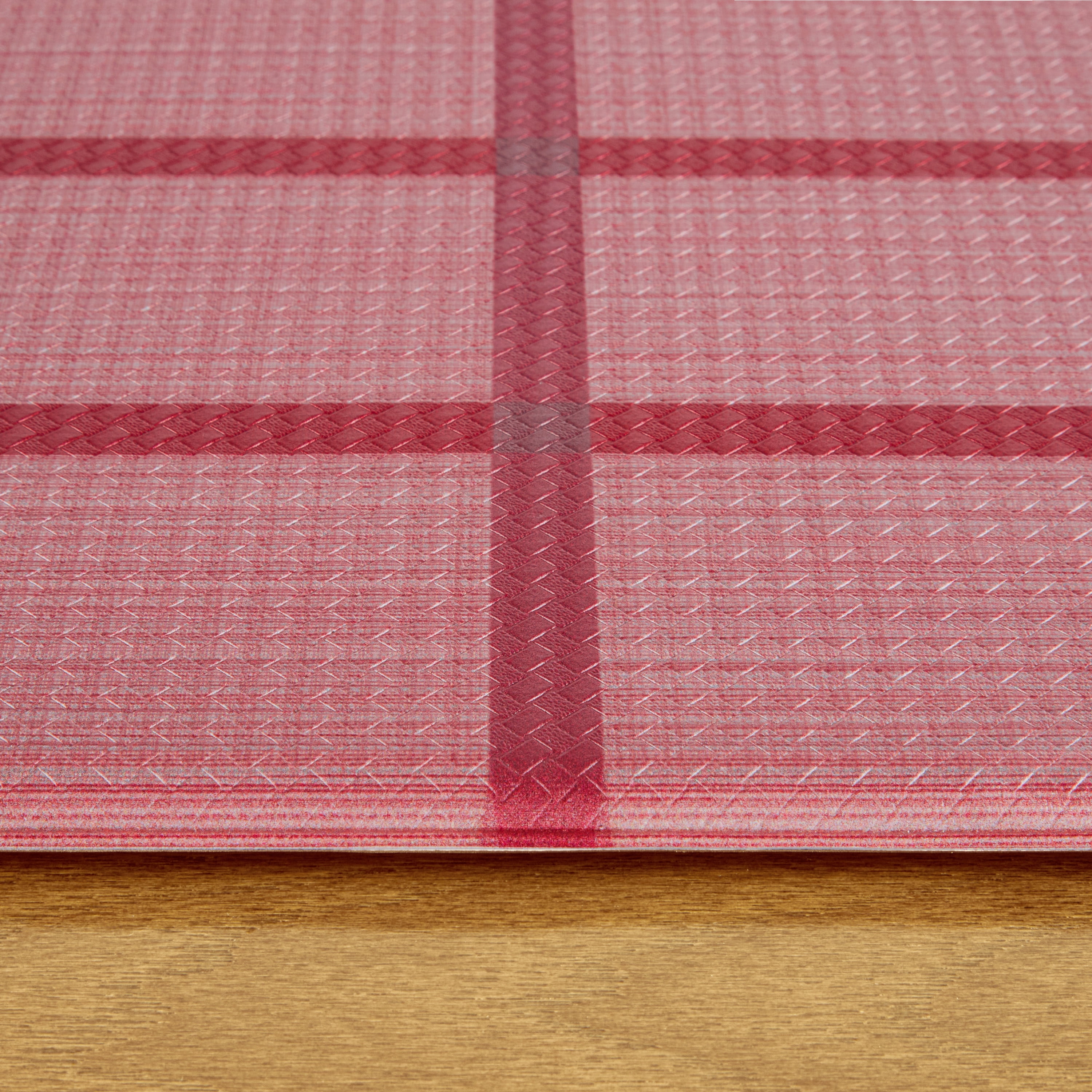 TOWN & COUNTRY BASICS Comfort Plus Windowpane Plaid Anti Fatigue Comfort Mat, Kitchen Mat, Standing Desk Mat, Dorm Room Rug, Non-Slip Backing, Red, 18"x39"