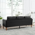 thumbnail image 3 of Hommoo PU Leather Sofa Couch, Modern 3 Seat Comfy Couches,Mid Century Adult Couch Soft Cushion Sofa for Living Room Home/Office/Apartment, Black, 3 of 9