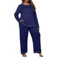 thumbnail image 2 of Cueply Women's Plus Size Pajama Set Long Sleeve Pjs Long Pants Sleepwear Two Piece Loungewear with Pockets, 2 of 7