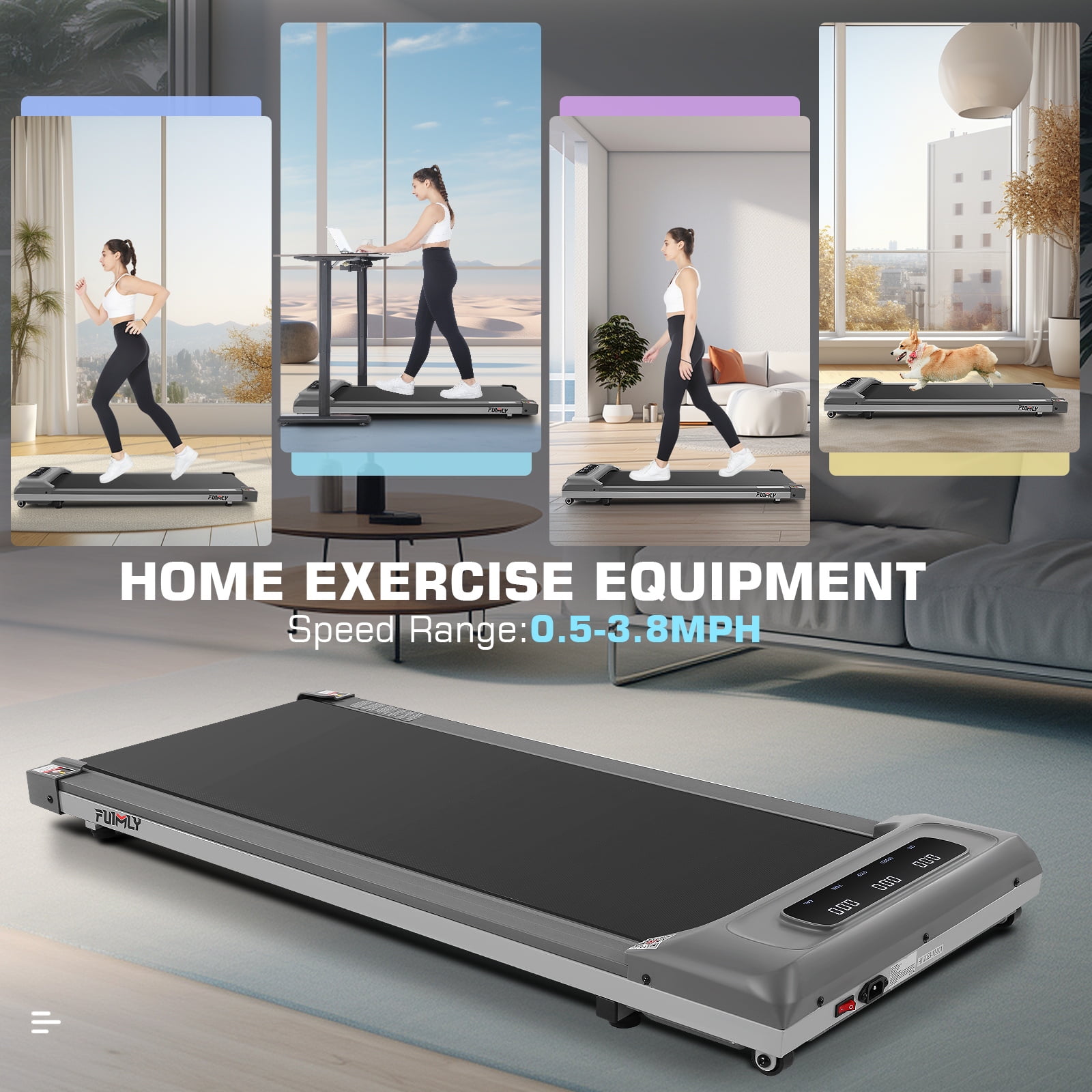 Walking Pad&Under Desk Treadmill for Home&Office, Speed Range 0.5~3.8mph, 300 lbs Weight Capacity