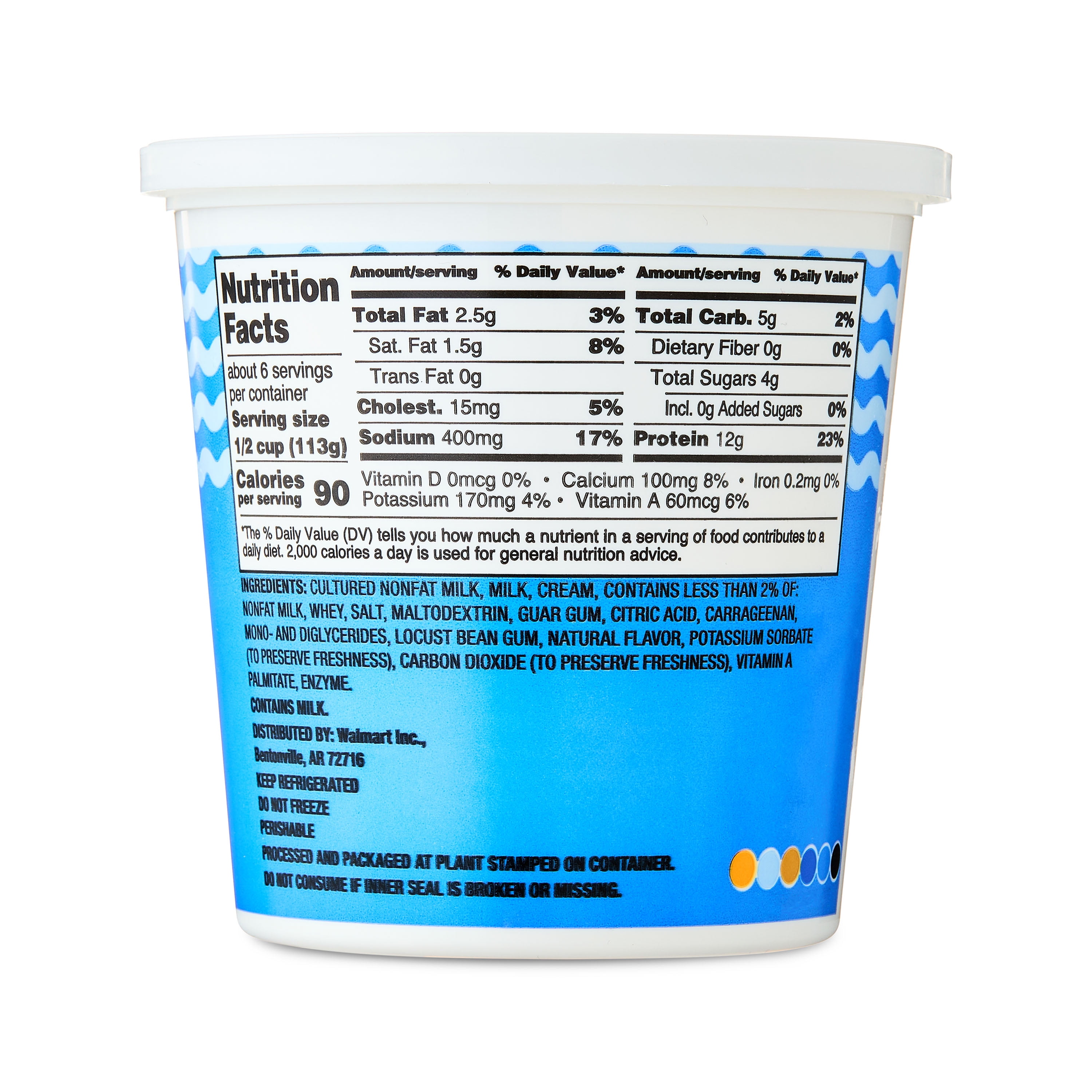 Great Value 2% Milkfat Low-fat Small Curd Cottage Cheese, 24 oz Tub