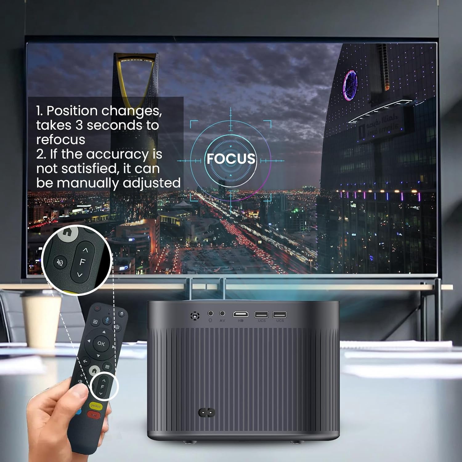 Portable Projector with WiFi and Bluetooth, 4K 1080p Support, Indoor/Outdoor Movie Projector