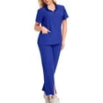 thumbnail image 2 of LSLJS Scrubs for Women Set Zipper Collar Nursing Uniform Top Yoga Jogger Pants,Comfort Workwear Scrub Set Solid Top and Soft Pants,S-2XL, 2 of 3
