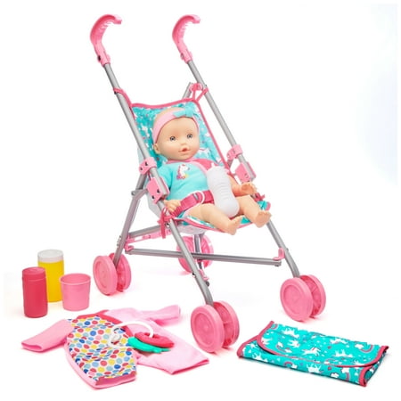 Kid Connection Baby Doll Stroller Set, 10 Pieces