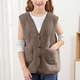 thumbnail image 6 of Wxirdiow Little Boys Winter Coat Baby Boys Girls Sherpa Fleece Vest Button Sleeveless Plain Jackets Newborn Fuzzy Outwear Fall Winter Warm Clothes Coffee Size,9-10 Years, 6 of 7