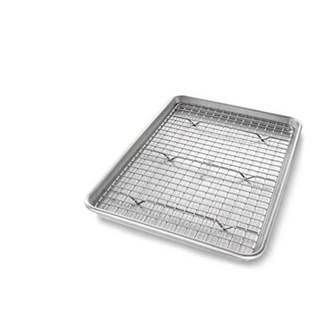 USA Pan Jelly Roll Baking Pan and Bakeable Nonstick Cooling Rack, Metal