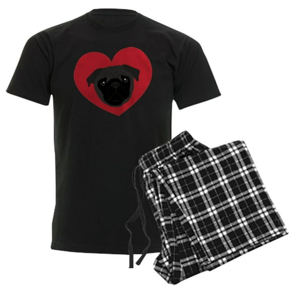 CafePress - Pug Love Men's Dark Pajamas - Men's Dark Loose Fit Cotton Pajama Set