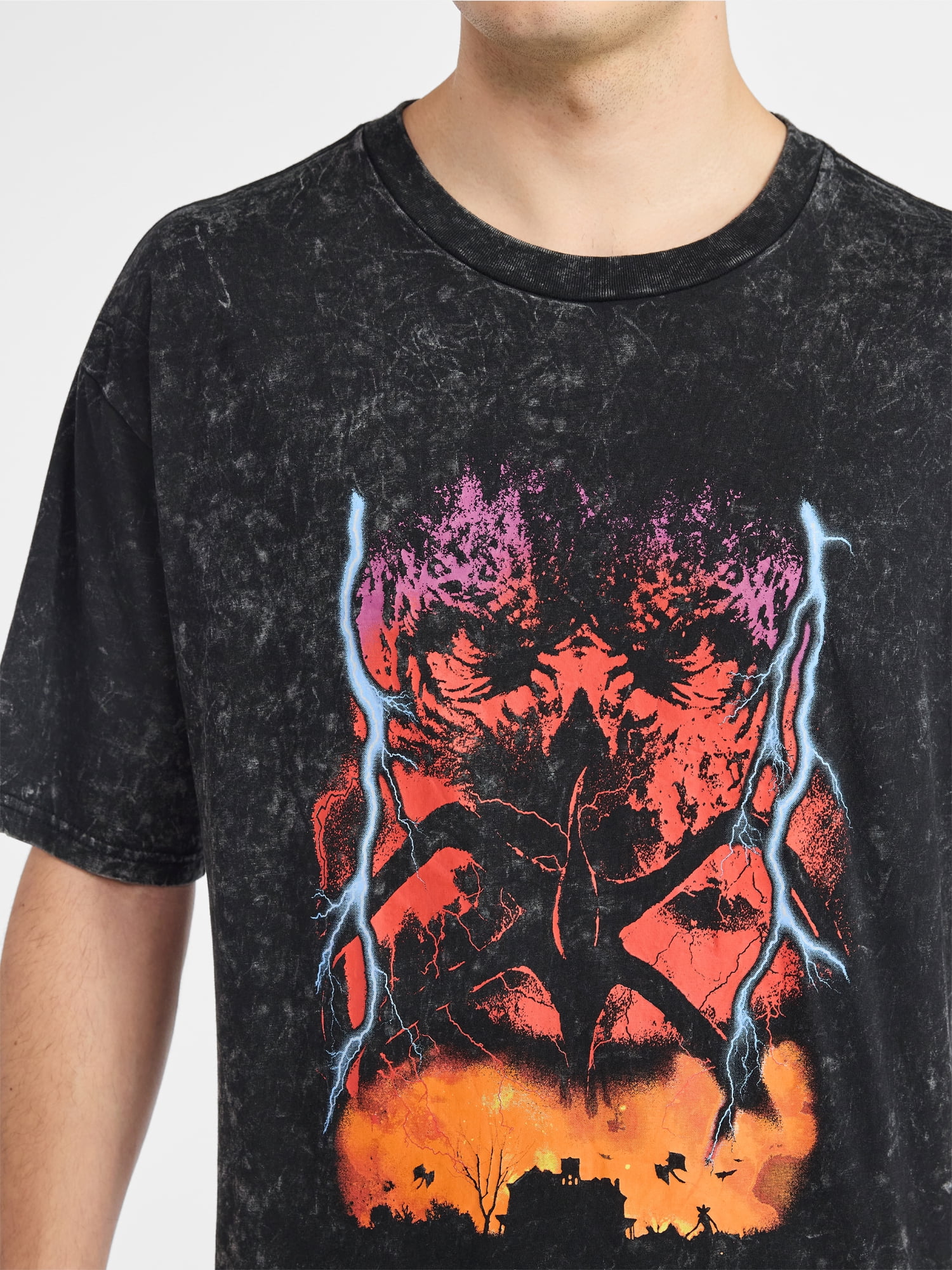 Netflix Stranger Things Vecna Shock Oversized Graphic T-Shirt from No Boundaries, Men's & Big Men's