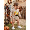 thumbnail image 6 of Cjfdfy Newborn Baby Boy Girl My First Halloween Outfit Infant Baby Boys Fall Winter Clothes Waffle Knitted Bubble Romper Pumpkin Bat Ghost in Crane Digger Embroidery Long Sleeve Jumpsuit Bodysuits, 6 of 9