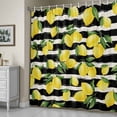 thumbnail image 5 of Yellow Lemon Shower Curtain, Summer Fruit Black White Striped Country Waterproof Shower Curtain Set with 12 Hooks Lightweight Bath Curtains Fabric Bathroom Decor 60x72 Inches, 5 of 9