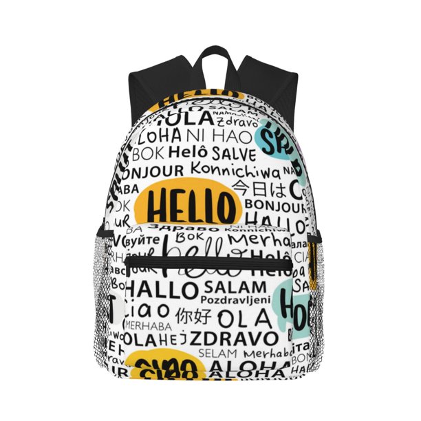 Disketp Hello Mochila Ligera Clásica con Múltiples Bolsillos, Mochila Casual para Hombre y Mujer, Ideal para Escuela, Trabajo y Viajes