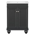 thumbnail image 5 of 24inch Bathroom Vanity with Single Top Sink, Freestanding Modern Bathroom Storage Cabinet With 2 Drawers & 2 Doors, Single Sink Vanity For Small Space Home, 5 of 9