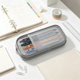 thumbnail image 4 of Double Layer Large Capacity Pencil Case,Fashion Aesthetic Canvas Stationery Bag for Make-up Brush & Stationery Supplies Storage,Office Desk Organizer Bag,Gray, 4 of 6