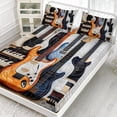 thumbnail image 6 of Guitar Fitted Sheet Set Twin Size,Rock Music Themed Bed Sheet Set for Boys Girls,Colorful Piano Guitar Printed Fitted Sheet with 2 Pillowcases,3-Piece, 6 of 8