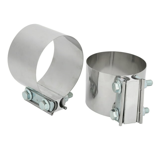 Abrazaderas de manga de escape para junta a tope, Clips de banda de silenciador de acero inoxidable con pernos para tubo de 4 pulgadas, 2 uds.